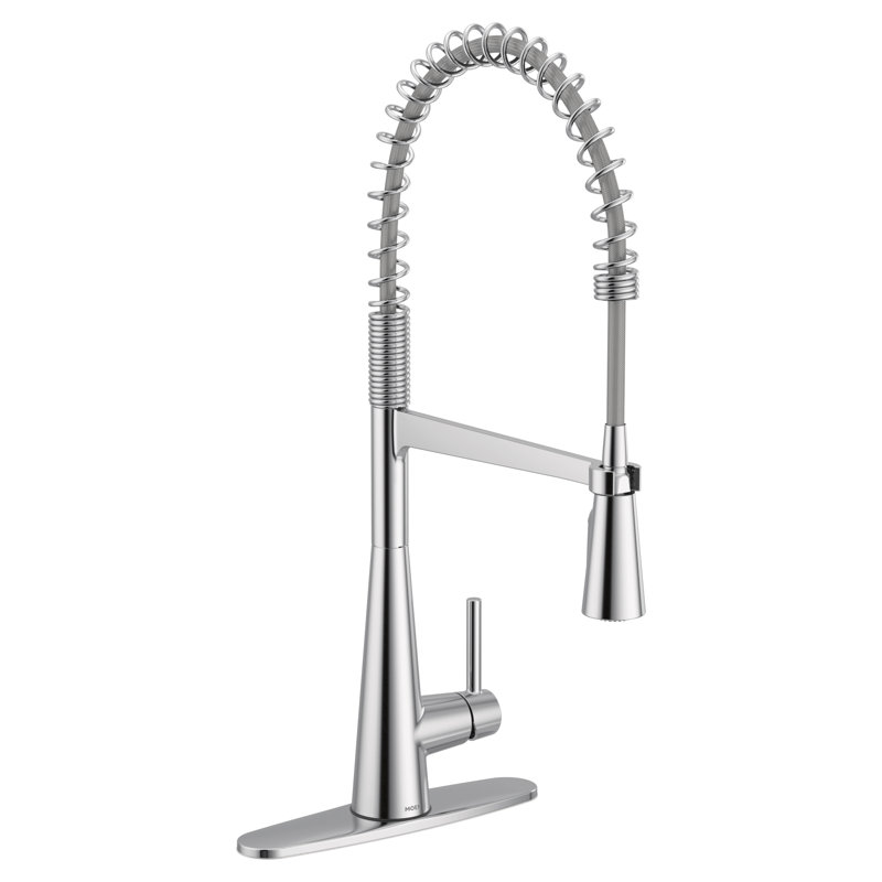 Sleek Spring Pull Down Single Handle Kitchen Faucet, Chrome