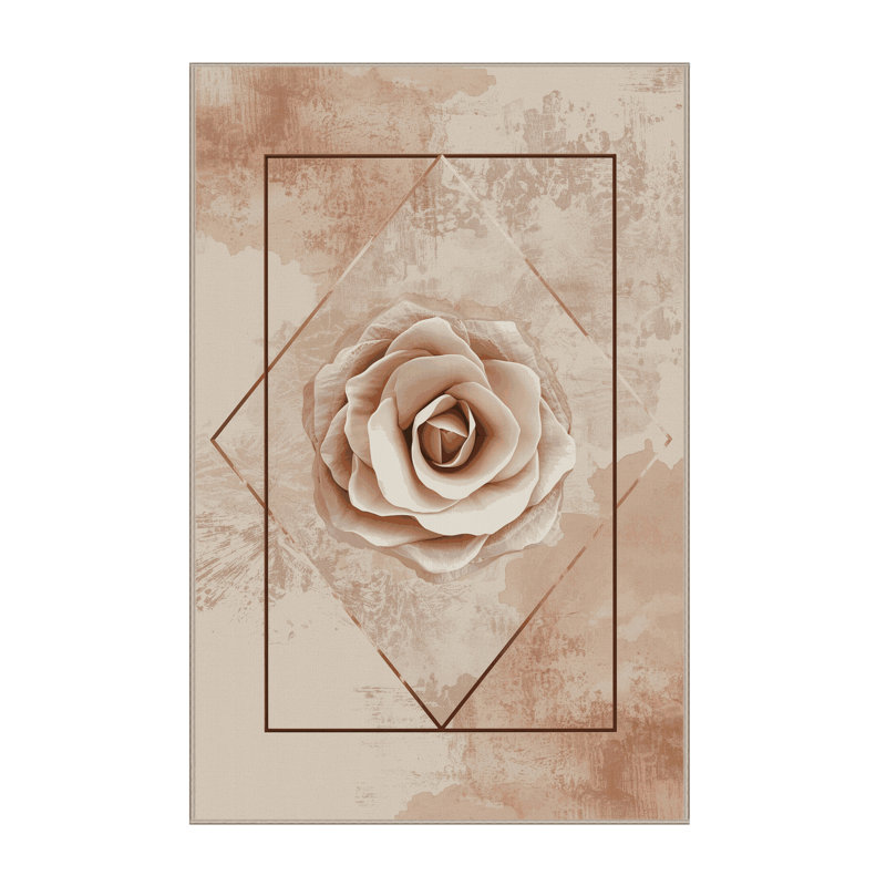 Soft Plush Esquibel Valentines Modern & Contemporary Abstract Area Rug in Beige – Beige Binding, 8x12