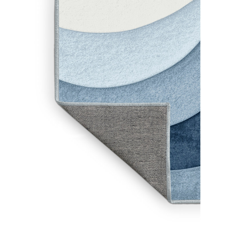 Machine Washable Pahola Modern Rug in Blue – SkyBlue Binding, 2 x 5