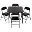 Ensemble repas 5 pièces pliable avec 4 chaises rembourrées en PVC, structure en fer-1217988579