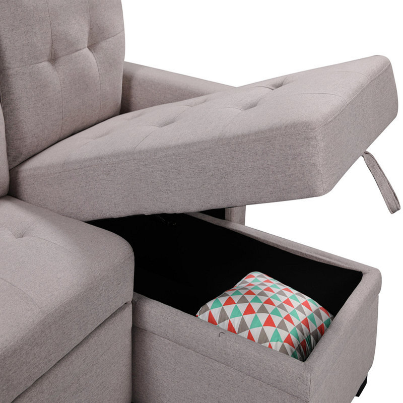 Sleeper, Reversible  Basic Sectional Sofa Sofa Sofa with Storage Chaise, USB Charging Ports and Pocket