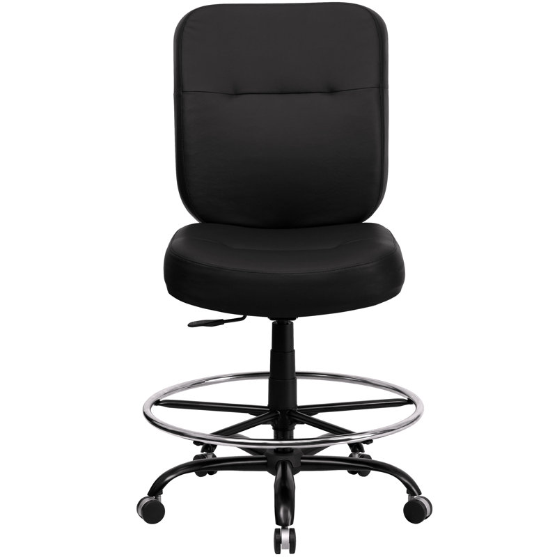 Chaise de dessinateur Delilah Big & Tall 400 lb., Cuir noir