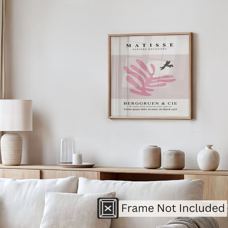 «Abstract Matisse Cutouts I», reproduction d'art moderne sans cadre rose, H 28 po x l 28 po