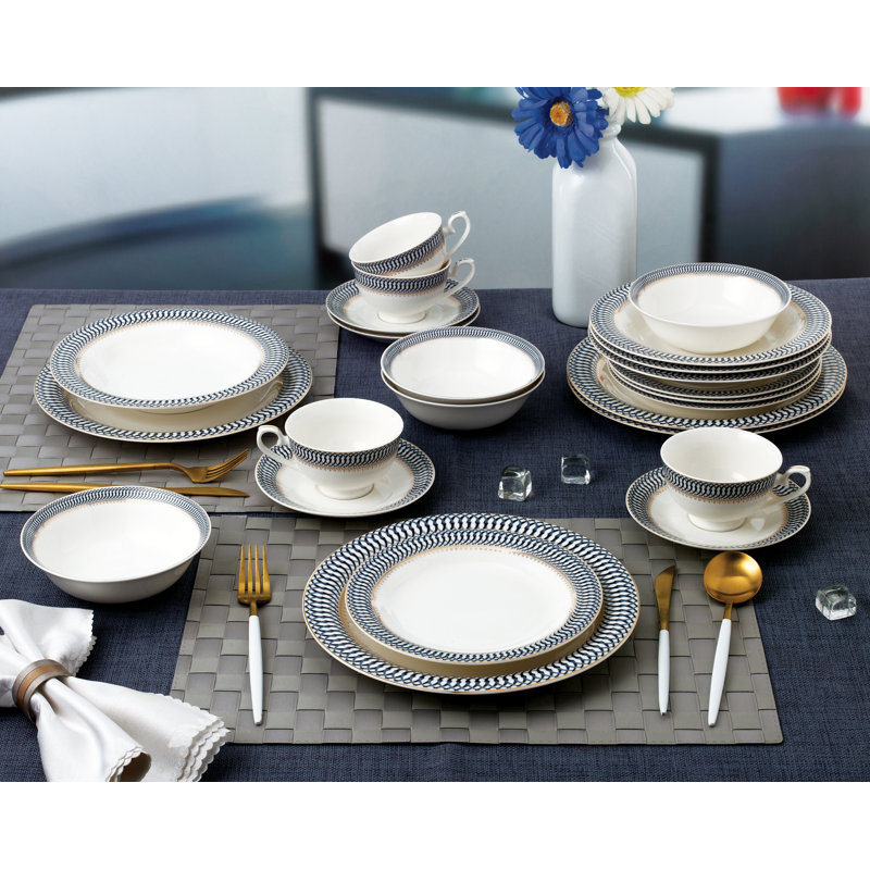 24 Piece Dinnerware Set-Bone China, Service for 4 by -Sapphire