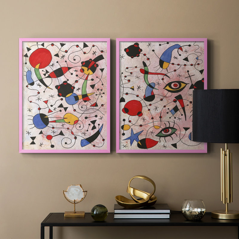 «Miro Memoirs I», reproduction encadrée de qualité supérieure - prête à être accrochée - aucun clou requis - aucun clou requis