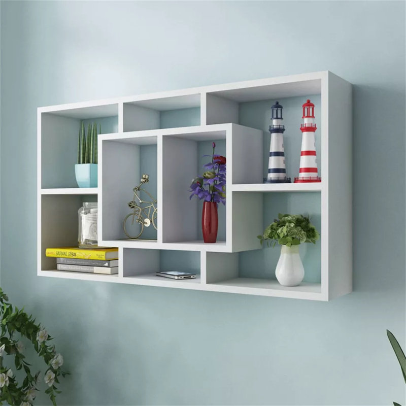 vidaXL Wall Shelf Floating Display Shelf for Home Living Room Engineered Wood, Brown Oak, 20.67 in H x 33.46 in W x 6.30 in D