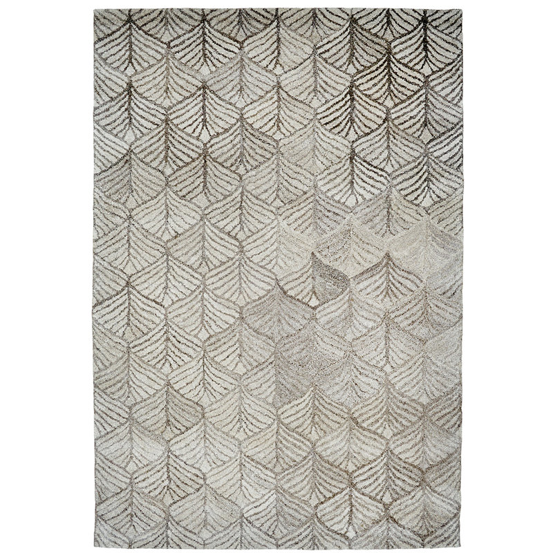Roy Geometric Hand-Knotted Ivory/Gray Area Rug, Rectangle 2' x 4'