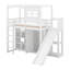 Lit mezzanine simple avec garde-robe et tablettes de rangement, structure de lit mezzanine en bois avec glissoire et DEL