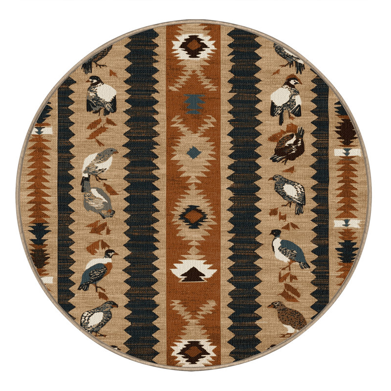 Tapis lavable caille sud-ouest, Rond 8 pi x 8 pi