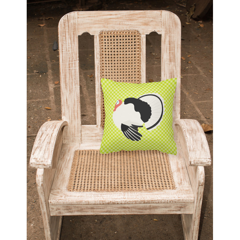 Royal Palm Turkey Checkered Throw Pillow, 18" x 18", Green