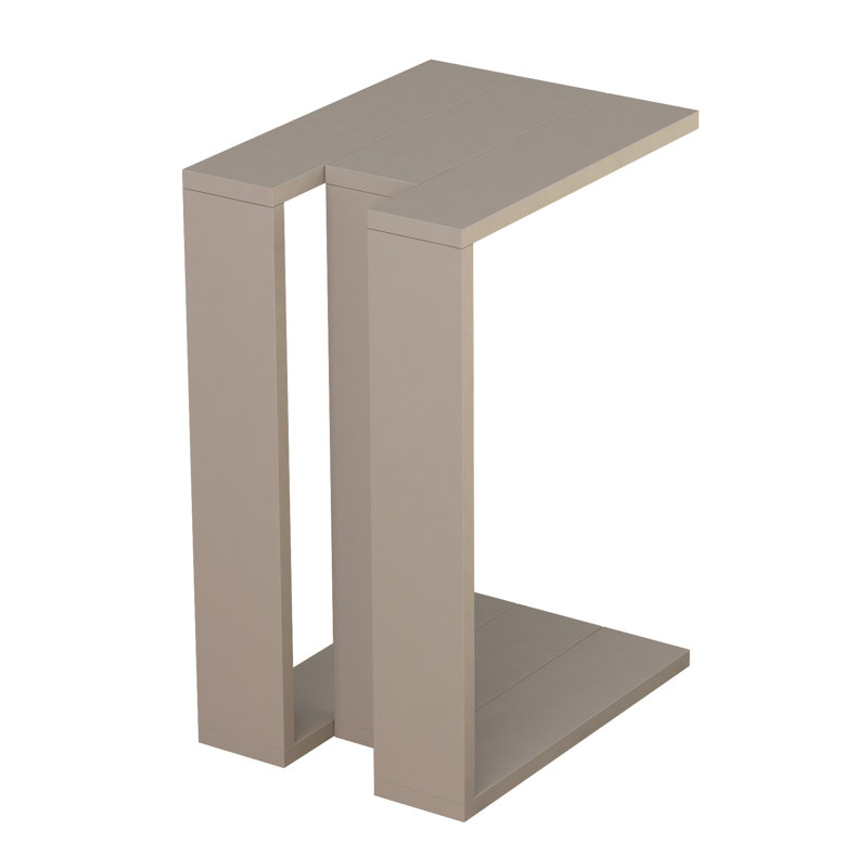 Madelyn Modern Compact C Shape Side Table, Light Mocha