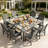 All Weather Outdoor Table and Chairs 10 Pieces Patio Dining Sets Outside Furniture With Umbrella Hole& Aluminum Frame HIPS Modern Patio Dining Set for 8 Person for Outside Backyard/Porch/Deck, 2-Tables 8-Chairs, Gray-123192676