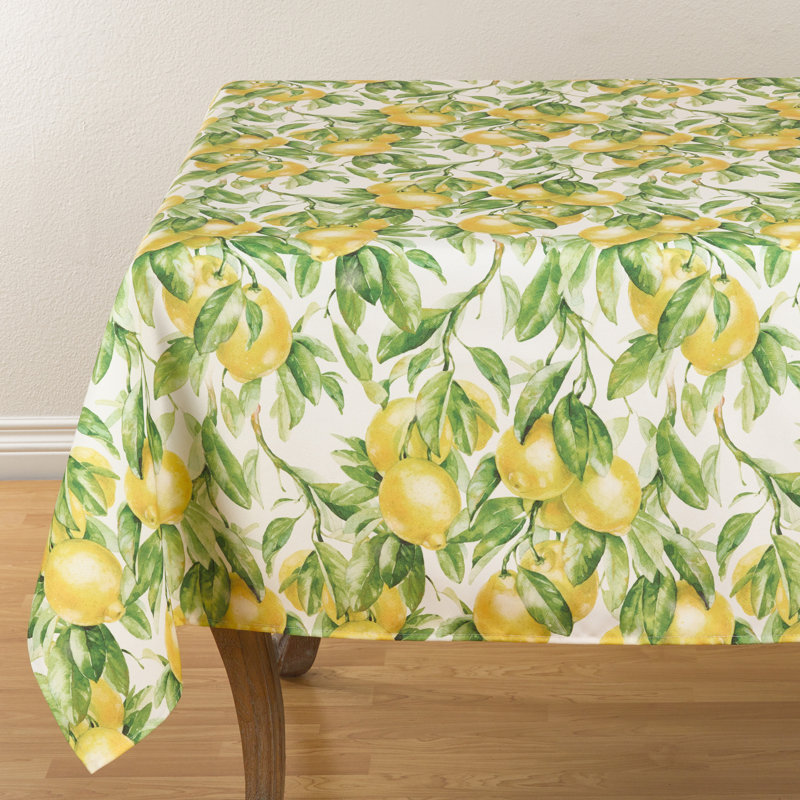 Shelton Lemon Print Tablecloth, 90" L x 65" W