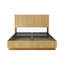 Structure de lit pour grand lit en placage de bois cannelé avec tête de lit et support à lattes en métal, structure de lit plateforme moderne à profil bas pour la chambre à coucher, ton chêne naturel-1131169509