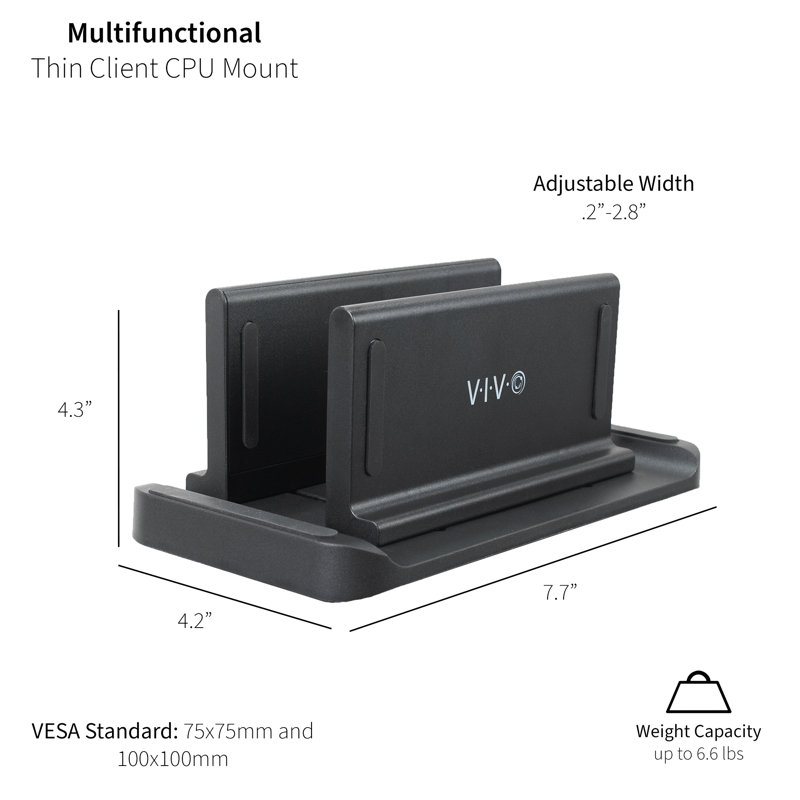Black Adjustable Thin Client Mini PC Mount Bracket