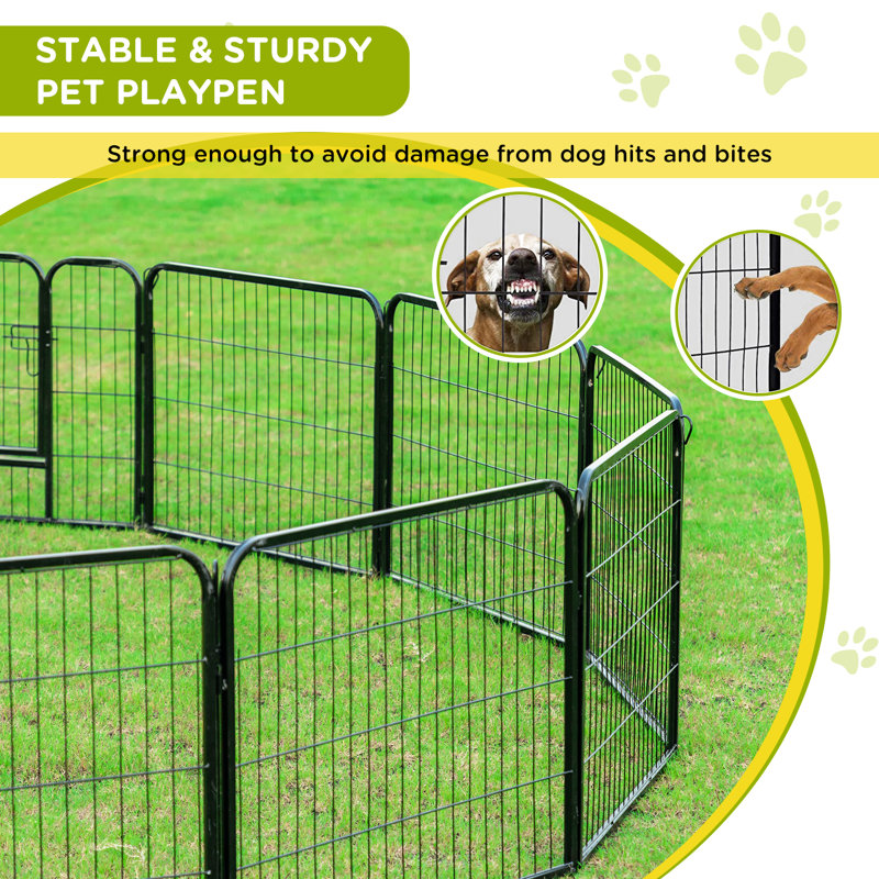 Black Metal 32x24 Inch Round Dog Playpen for Medium Dogs