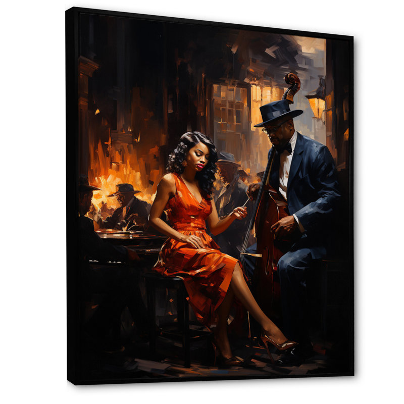 Berlinde Music In Harlems II sur impression sur toile, H 40 po x l 30 po x P 1,5 po, Cadre flottant noir