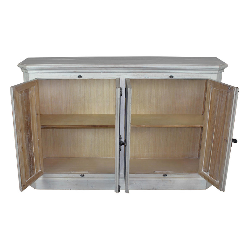 Console en bois massif 60 ", Gris clair / Blanc