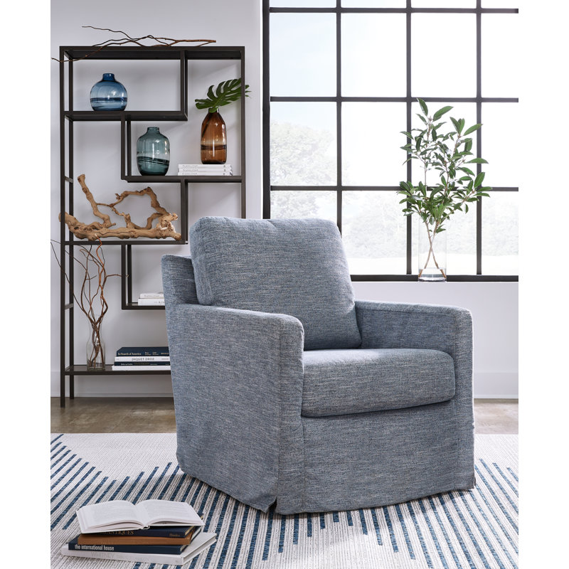 Aughnahoy 30" Wide Swivel Chair, Bleu