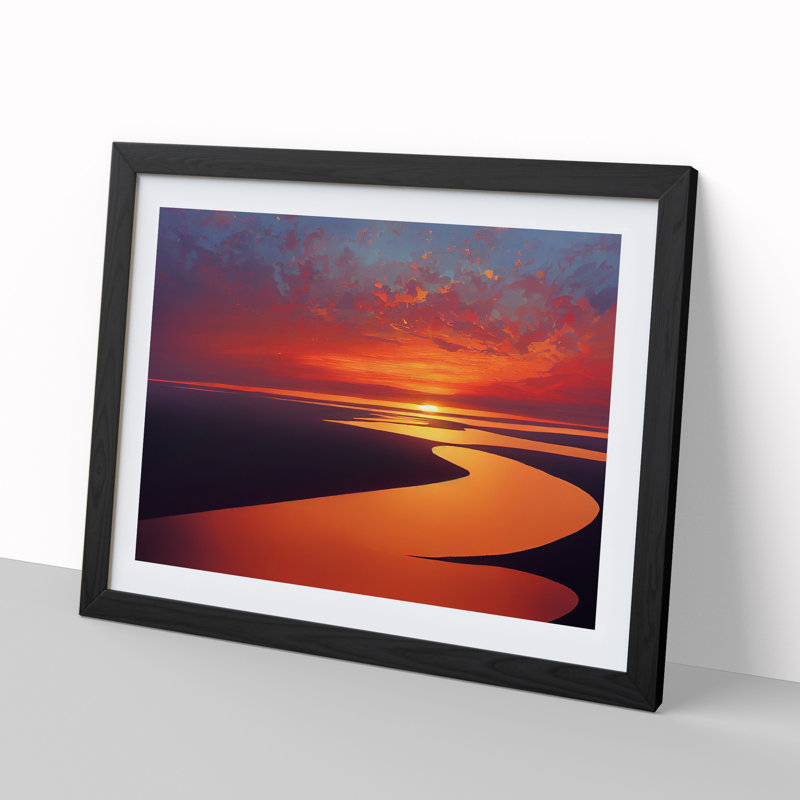 Soulful Ocean Sunset - Framed Print, Black, 25cm H x 34cm W x 2cm D
