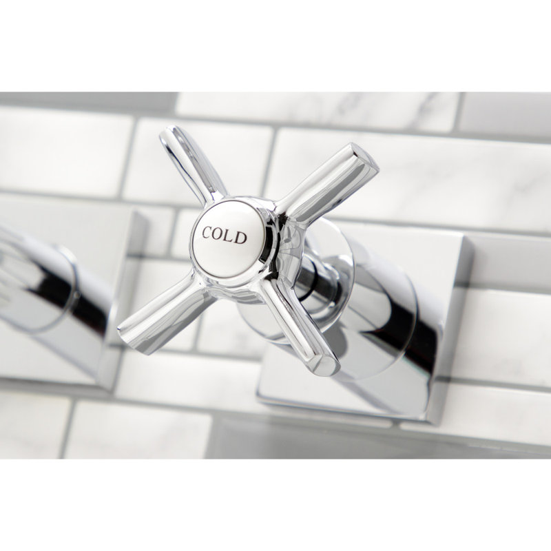 Kingston Brass Millennium Two-Handle 3-Hole Wall Mount Roman Tub Faucet, Polished Chrome