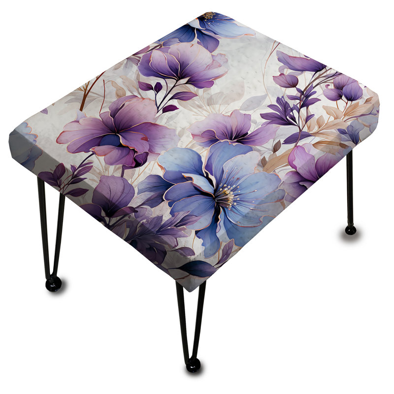 Repose-pieds rectangulaire blanc et violet Wonderland