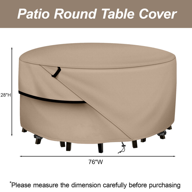 Round Patio Table And Chair Set Cover, Outdoor Heavy Duty 600D Waterproof Furniture Cover, 27.95" H x 75.98" W