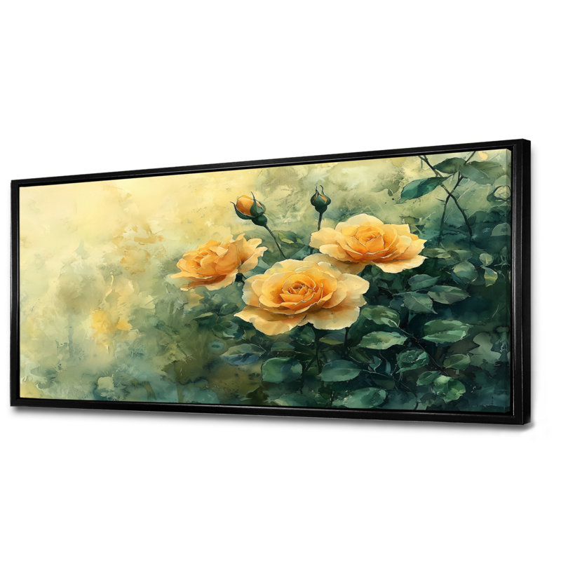 Markowski - Floral Wall Art, Noir, noir, noir, noir, H 28 po x l 60 po, Impression encadrée flottante sans passe-partout