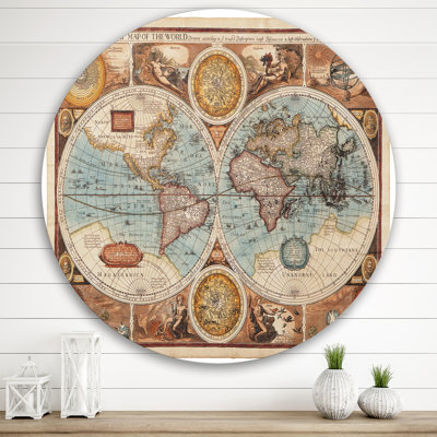 Ancienne carte du monde, art mural rétro