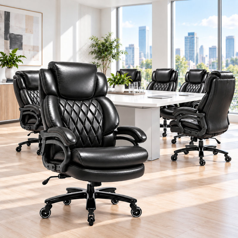 Grand et grand fauteuil de bureau 800 lb, fauteuil de direction avec appui-tête réglable, siège extra large à haut dossier, similicuir robuste pour le bureau, grand fauteuil de bureau confortable