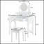 Coiffeuse compacte avec miroir réversible, coiffeuse avec tabouret, coiffeuse compacte pour petits espaces