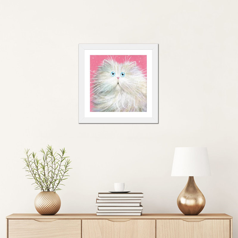 « White Persian » par Kim Haskins-reproduction d’art, Blanc, H 16 po x l 16 po x p 1 po, Papier encadré blanc