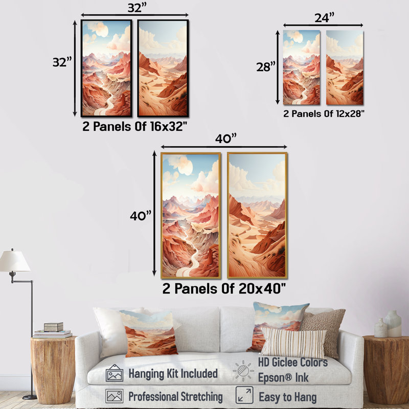 Desert Dreams Canyon Drift - Canyon et désert, ensemble de 2 reproductions d'art sur toile, Toile tendue, H 40 po x l 41 po