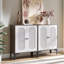 Armoire de rangement cannelée, noyer et blanc, 2 pièces-131497000