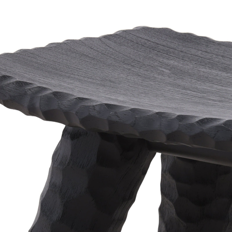Quillan Mindi Wood Stool, Black