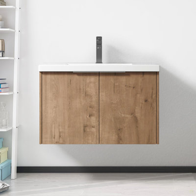 Meuble-lavabo à fermeture en douceur avec lavabo, 30 pouces pour petite salle de bain