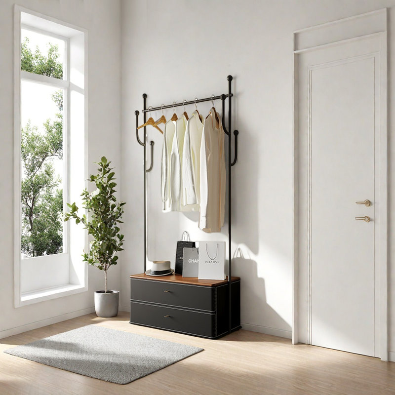 Stainless Steel Wardrobe with Hooks, Black