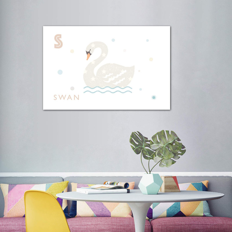 Cygne - imprimé, Toile tendue, Pas de tapis, H 40 po x l 60 po x 1,5 po