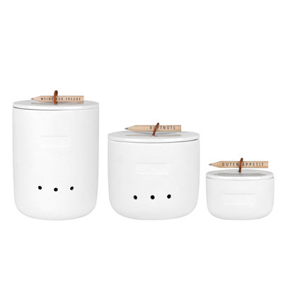 Bon Appetit Porcelain Canisters - Set of 3