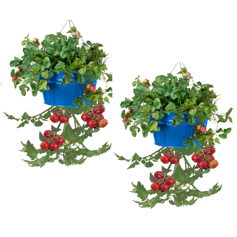 Pot à fleurs suspendu en métal Christianne, Bleu