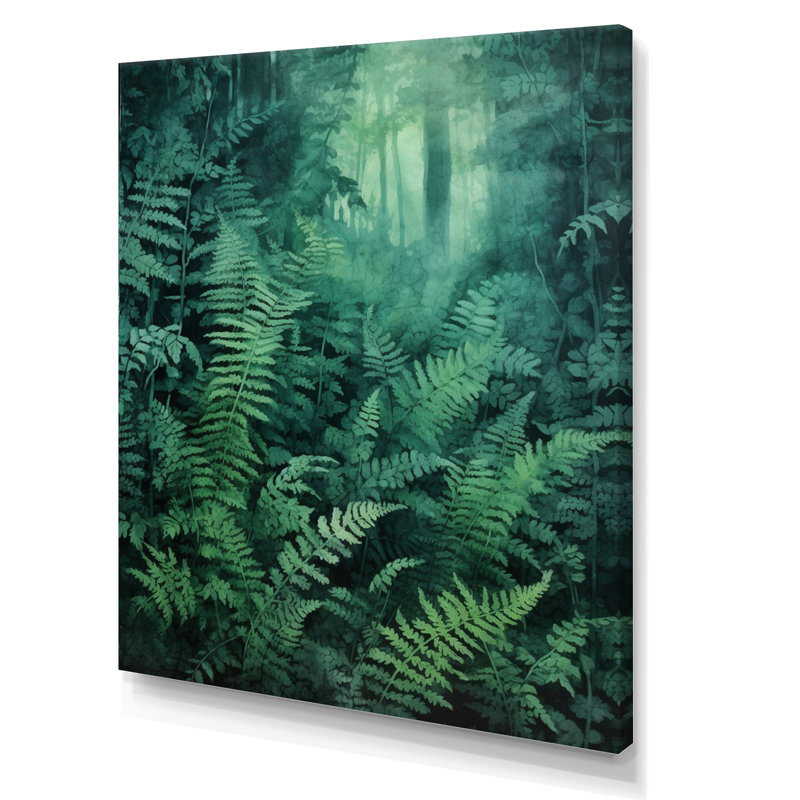 Fougère verte sur toile, H 44 po x l 34 po x P 1 po, Toile tendue