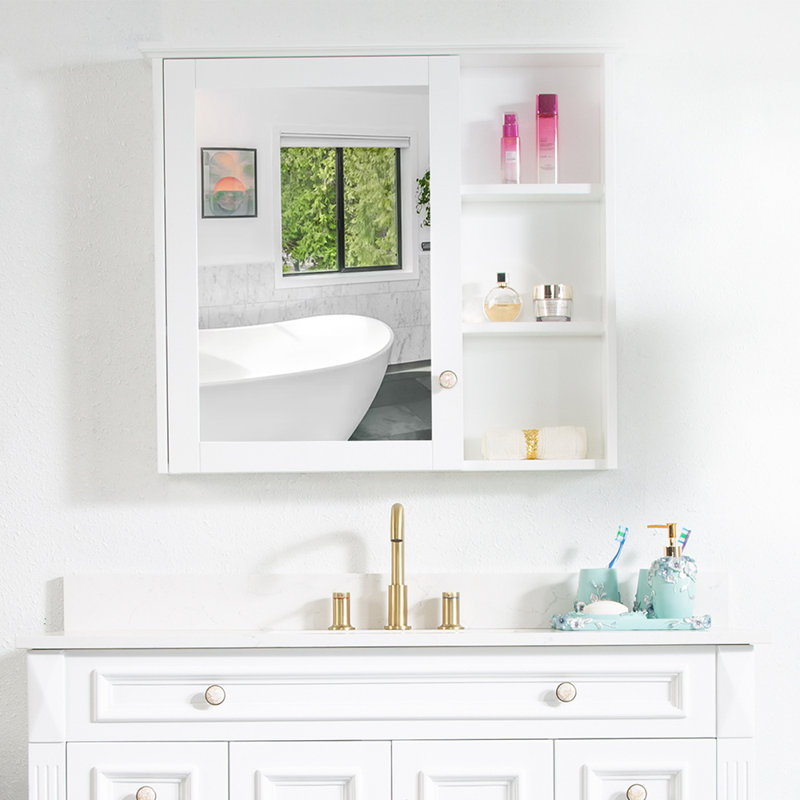 Armoire à pharmacie murale avec tablettes fixes l 34 po x H 30 po, Blanc