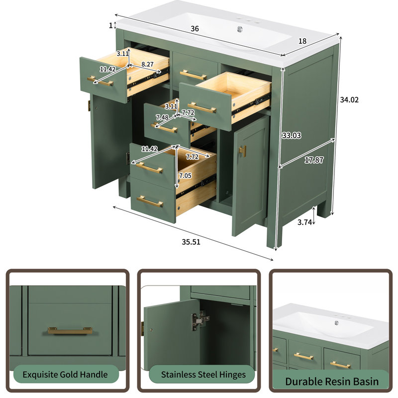 Meuble-lavabo simple 36 po avec plateau Guanciale