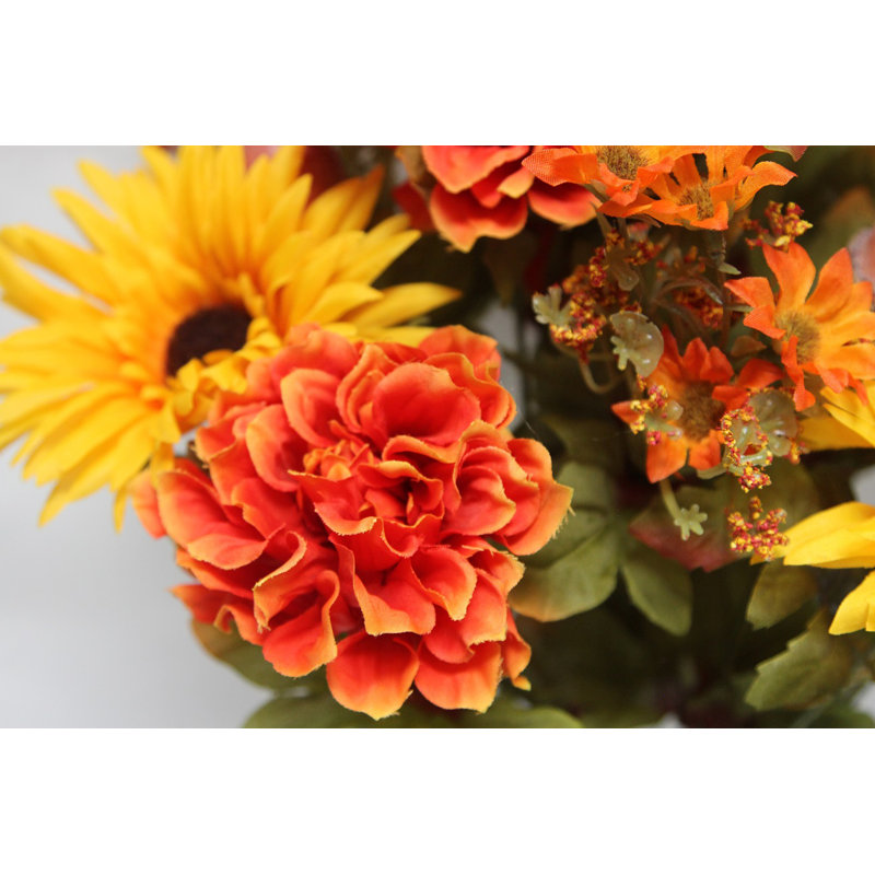 Arrangement floral assorti artificiel, marguerite et marguerite Gerbera, Doré / orange