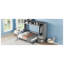 Lit escamotable double pleine grandeur avec placard et tiroirs, gris
