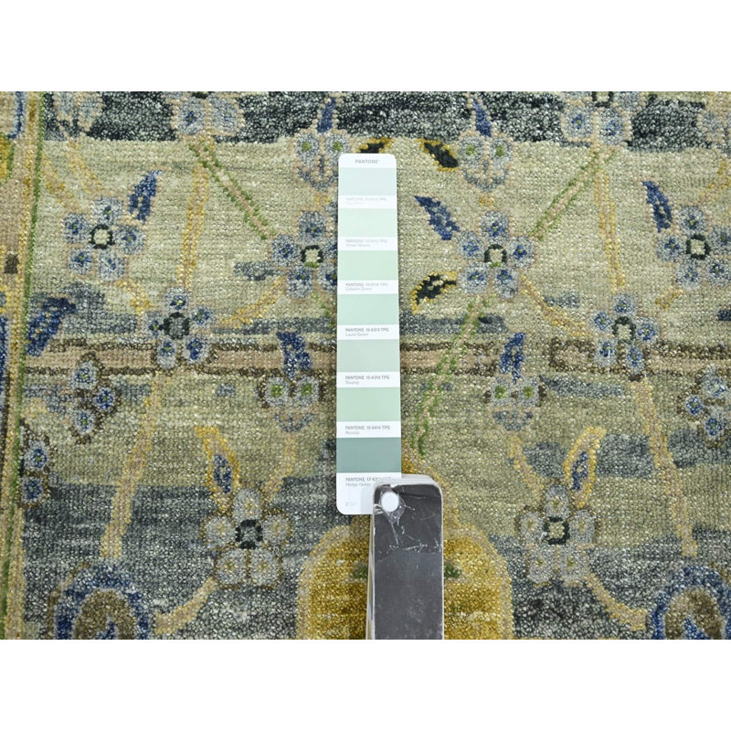 Tapis de couloir oriental vert en laine noué à la main 2 pi 7 po x 10 pi 6 po - MOA10275718