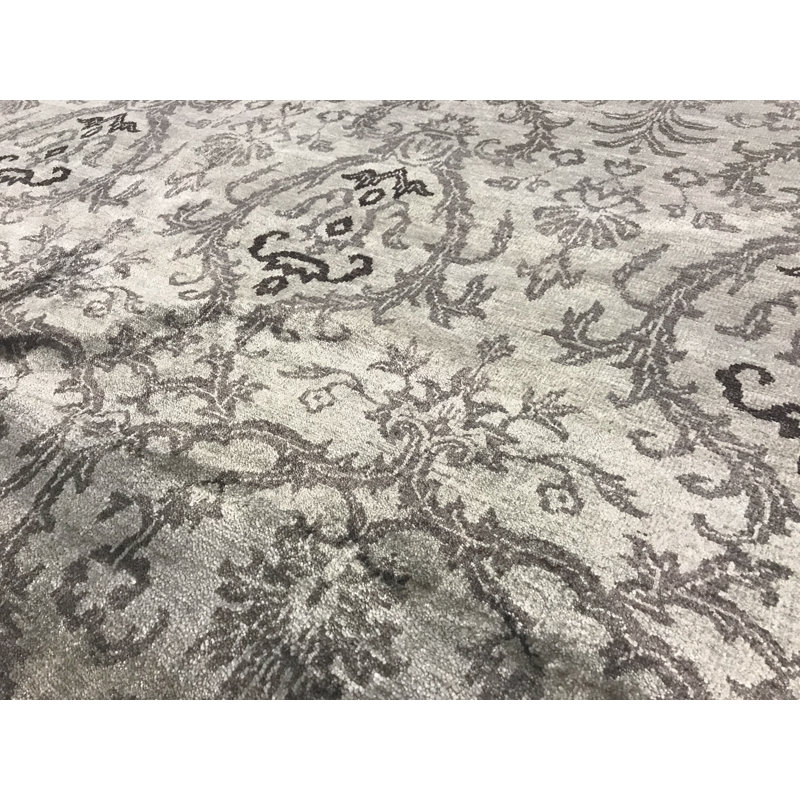 Hand-Knotted High-Quality Gray and Gray Area Rug