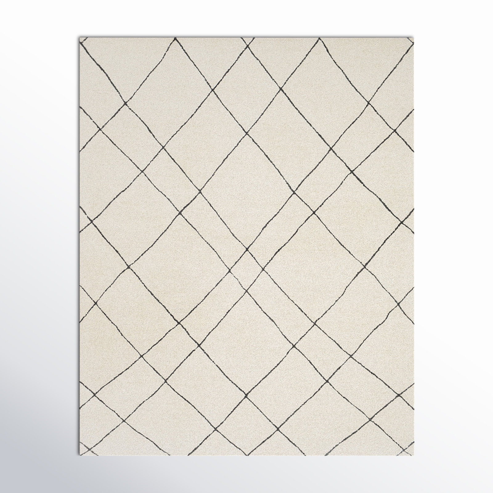 Seaton Black Cream Hand-Tufted Abstract Wool Rug, Rectangle 8' x 10'