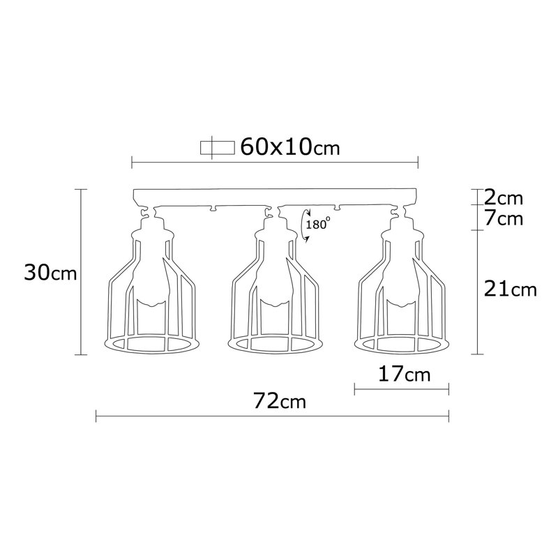Projecteur directionnel 28,35 po à 3 lumières Downham