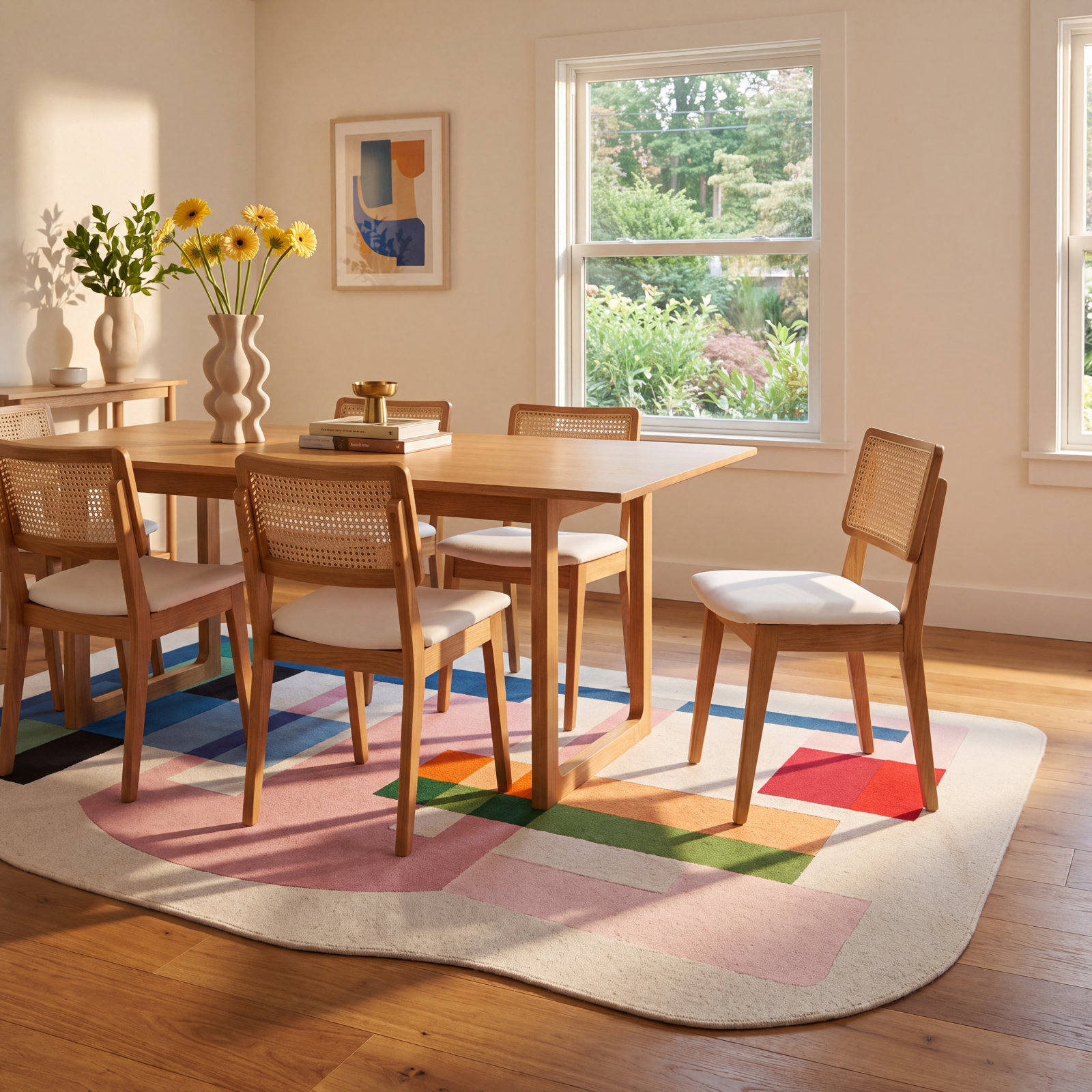 Daylin Ivory Pink Hand-Woven Abstract Rug, Rectangle 8' x 10'